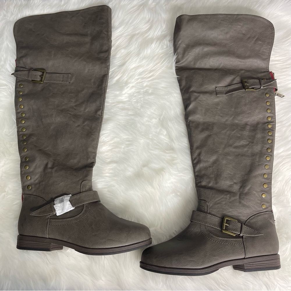 Journee Collection Spokane Studded Riding Boots Size 10 New Over the Knee